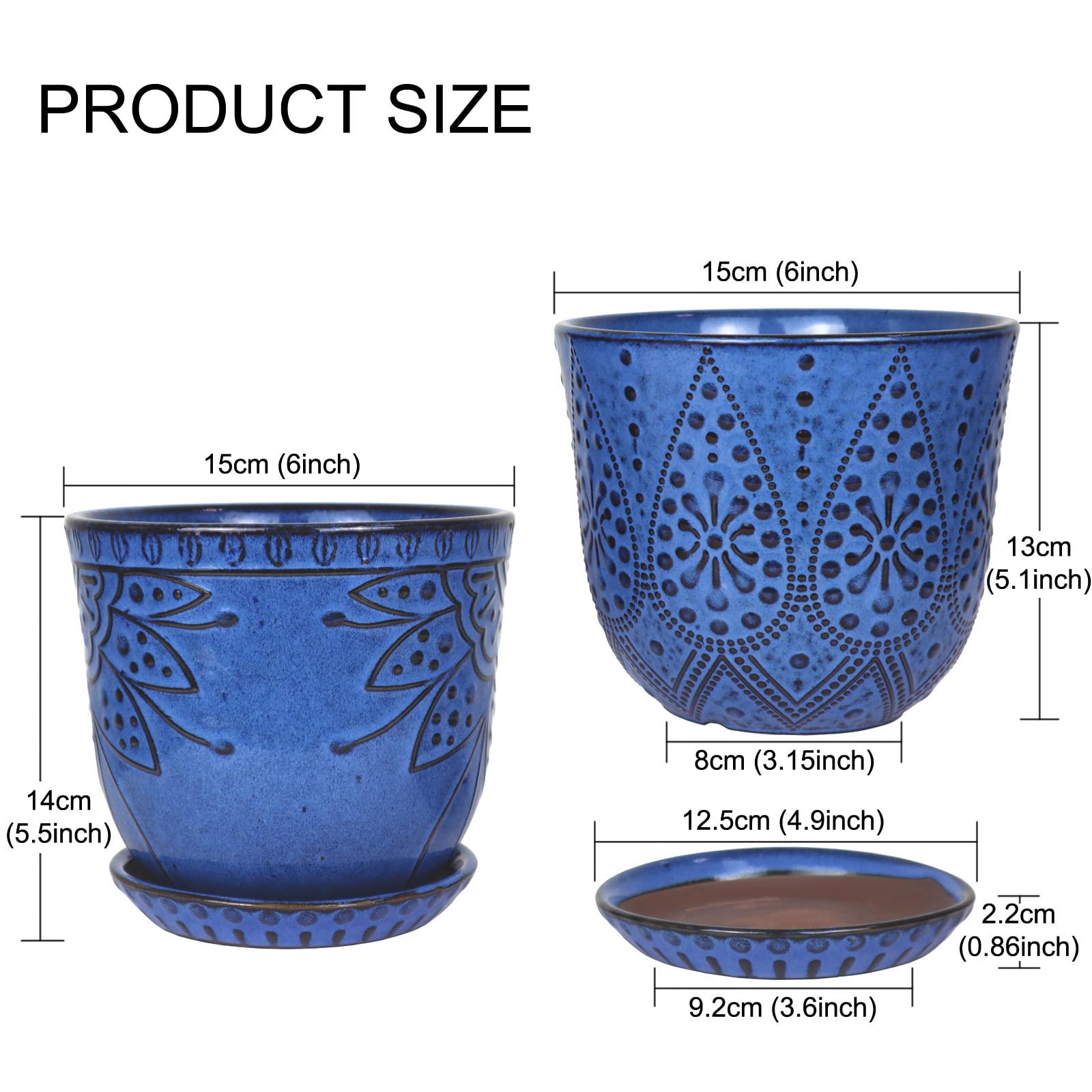 Gepege beaded planter blue side view highlighting decorative texture