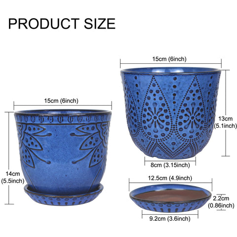 Gepege beaded planter blue side view highlighting decorative texture