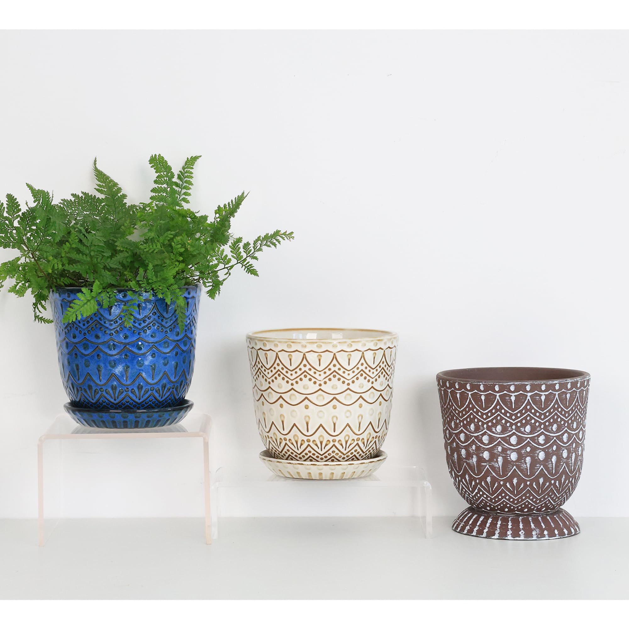 Gepege Beaded Ceramic Planter on table, ideal for desktops and windowsills.