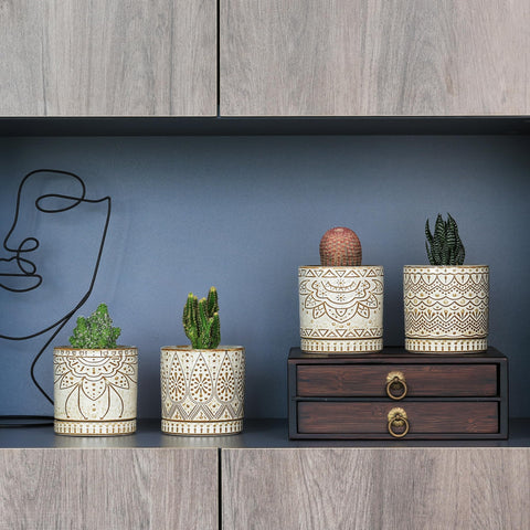 Gepege mini ceramic pot on a desk suits small herbs.