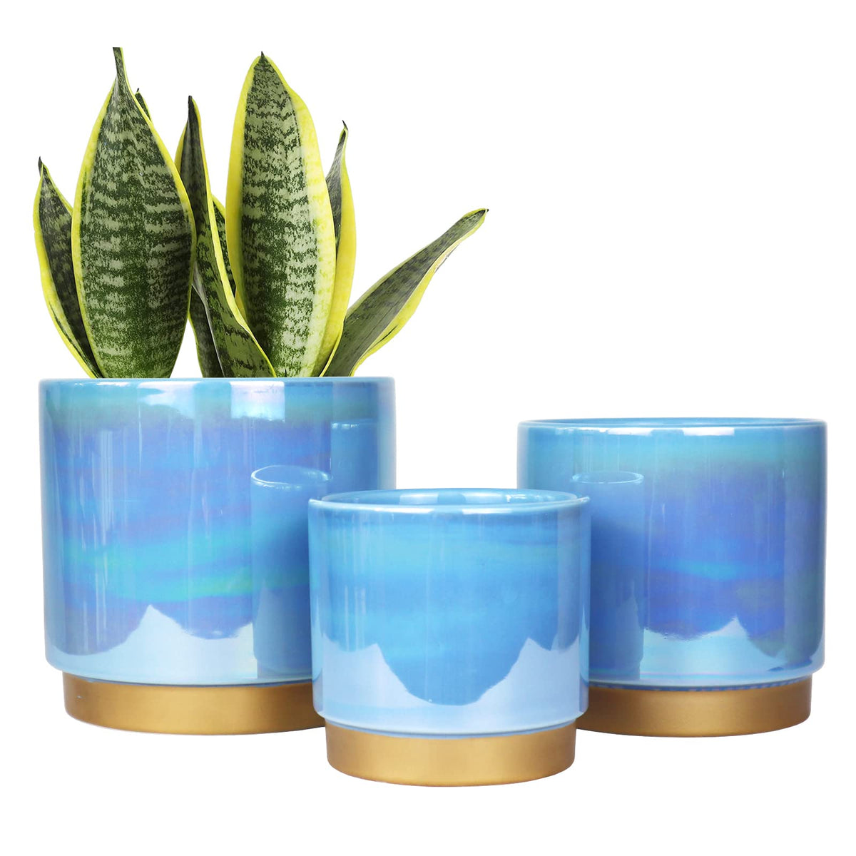 Gepege Rainbow Pearl glaze planter 6inch side view, ideal for stylish home greenery