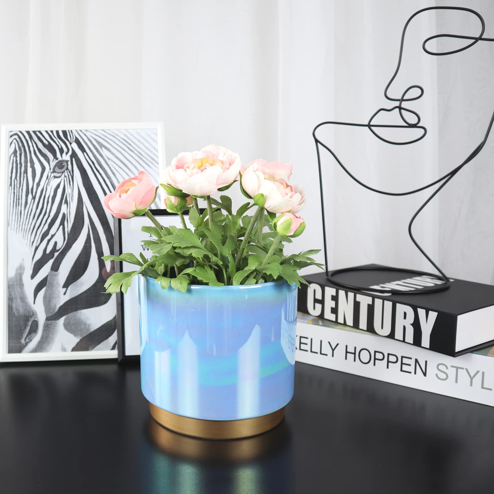 Gepege Rainbow Pearl glaze planter close glaze finish detail