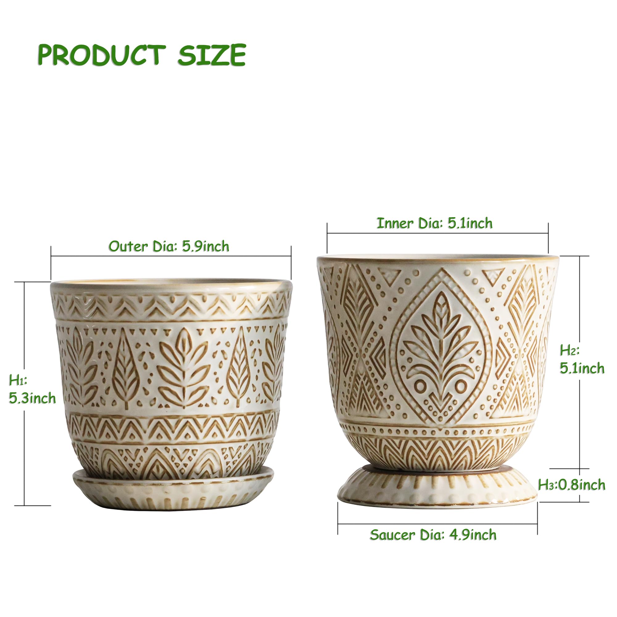 Gepege white ceramic planter with saucer for indoor greenery and mess-free watering.