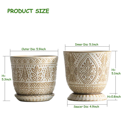 Gepege white ceramic planter with saucer for indoor greenery and mess-free watering.