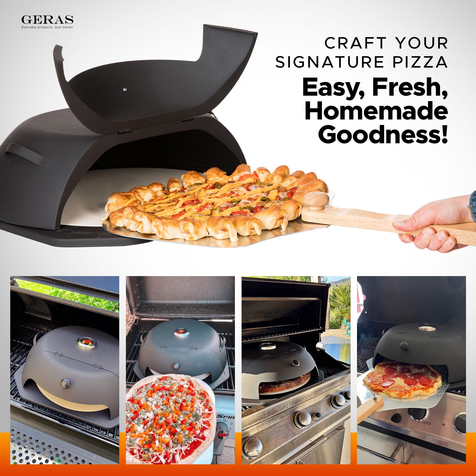Geras outdoor pizza oven enhances backyard cooking with authentic flavors.