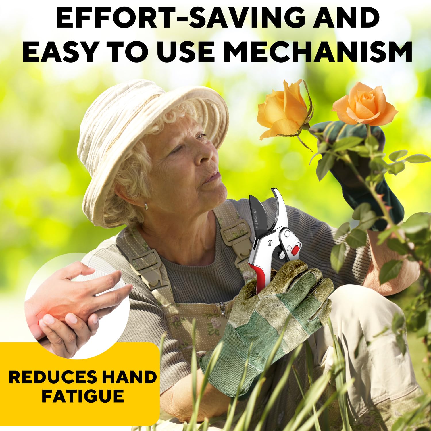 Gerossi ergonomic non-slip handles with secure safety lock.