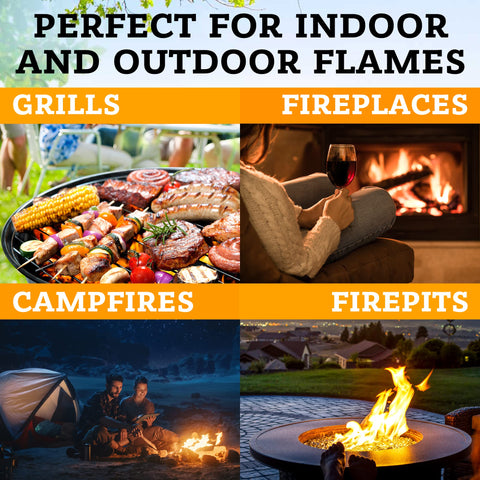 GEROSSI natural pine fibers and paraffin blend produce clean flames.