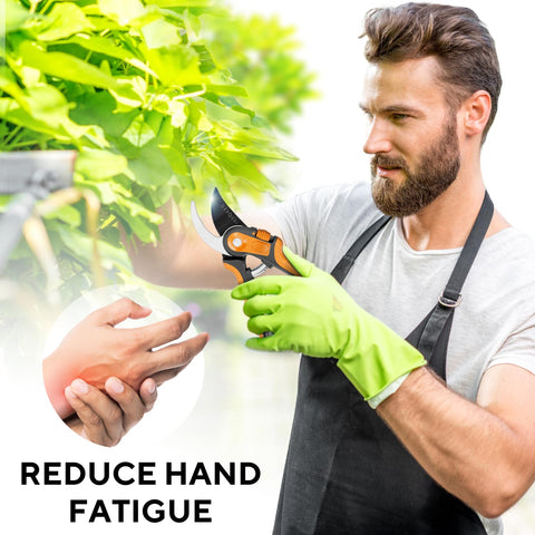 GEROSSI garden shears tree trimming in a yard scene showing robust cutting power.