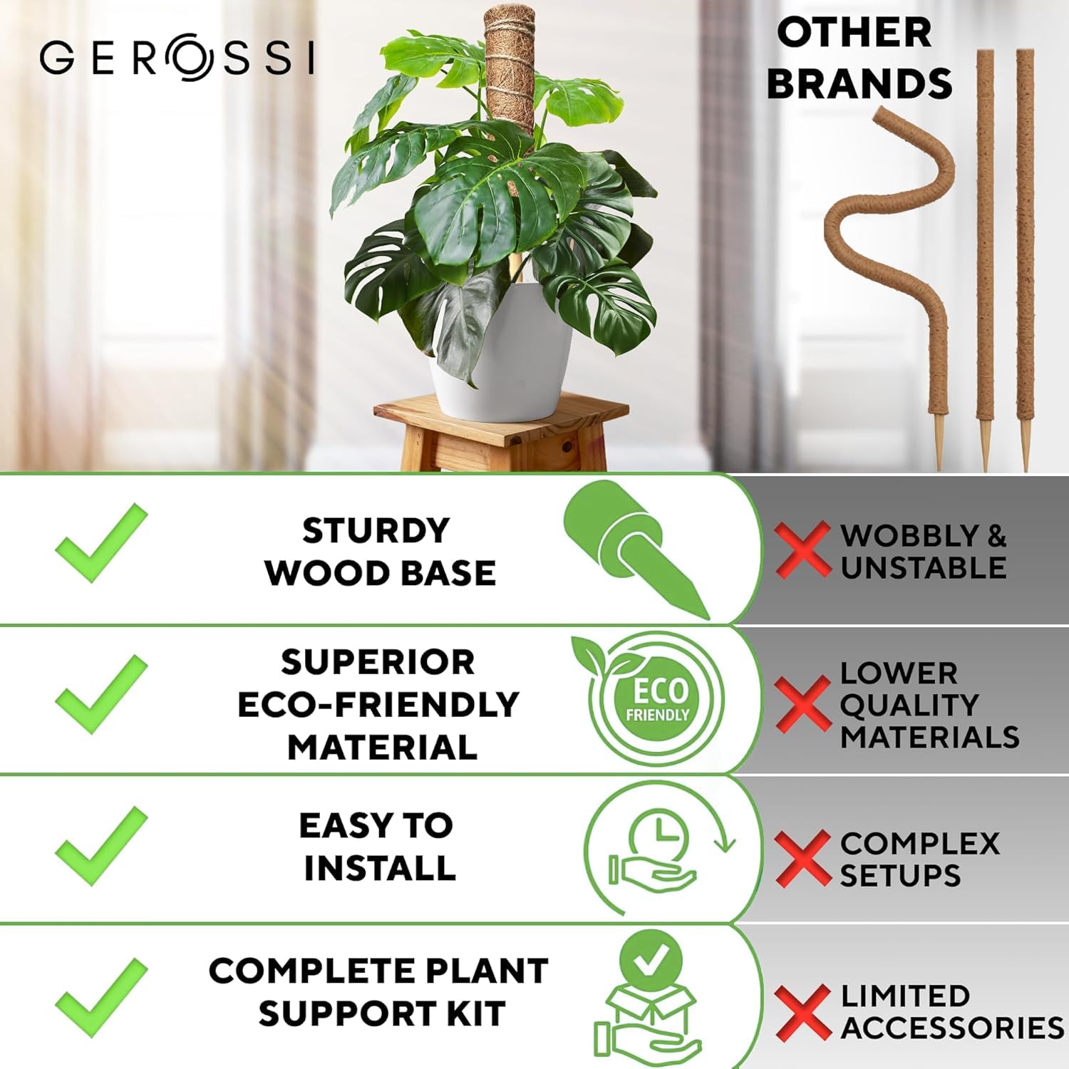GEROSSI suitable for indoor and outdoor climbers like Monstera, ivy, and pothos.