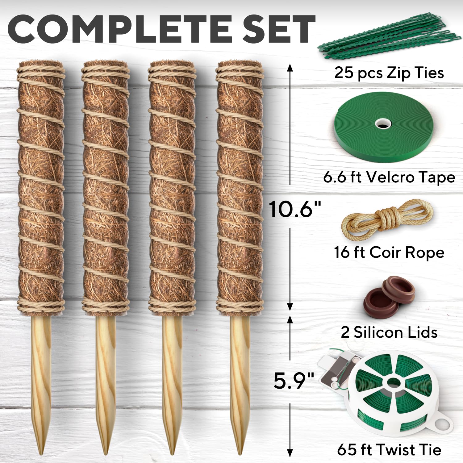 GEROSSI natural coconut fiber moss pole provides durable, eco-friendly plant support.