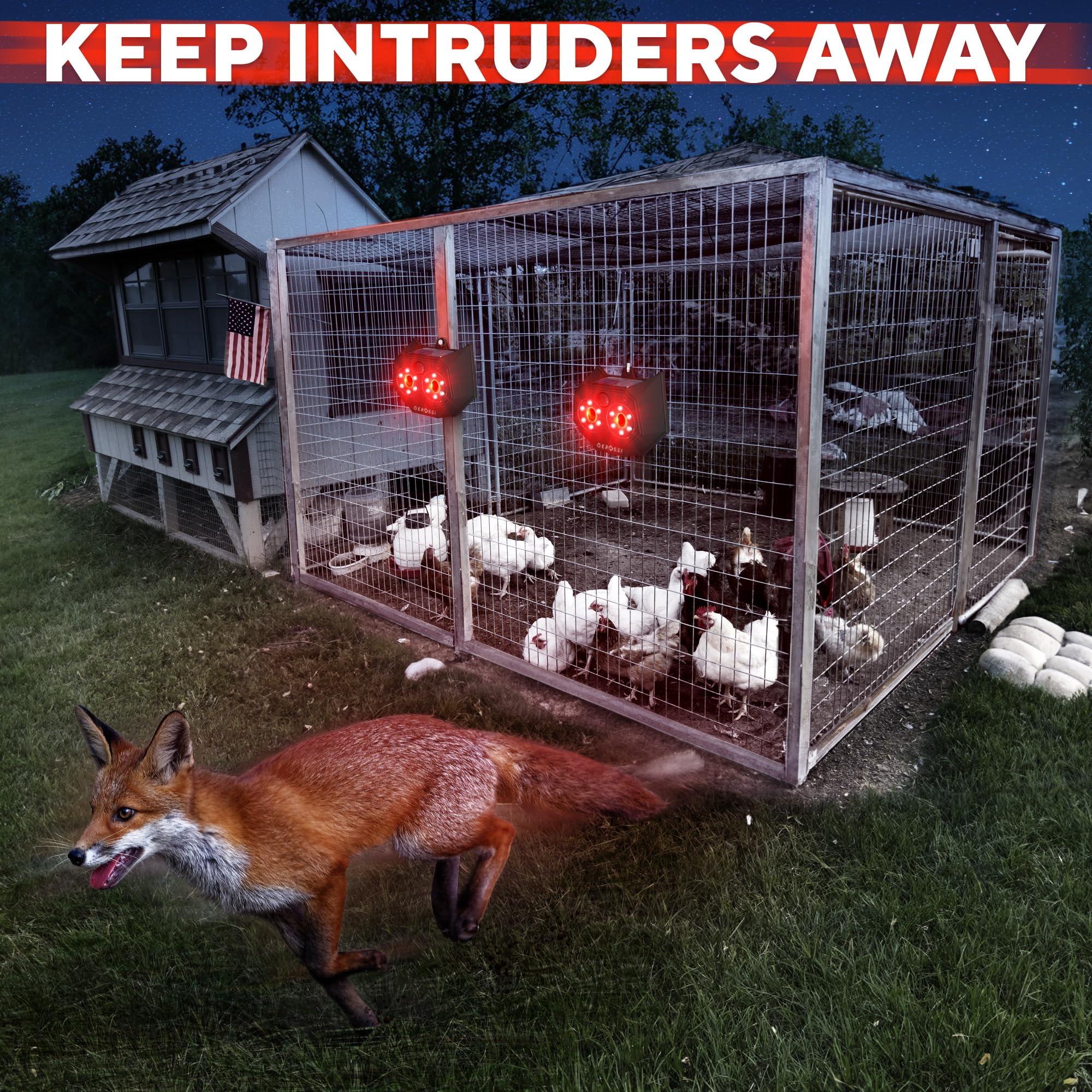 GEROSSI predator eyes in constant red mode deter nocturnal intruders