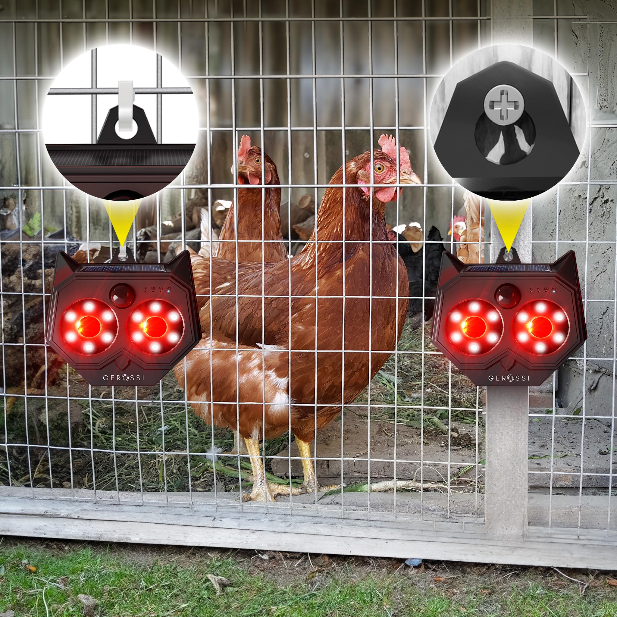 GEROSSI predator eyes with red-white alternating mode deter wildlife at night