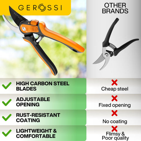 GEROSSI pruning shears gift-ready packaging suggesting durability and reliable performance.