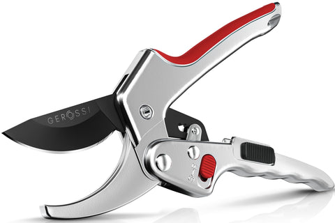 Gerossi ratchet pruning shears in 2-in-1 design for versatile, efficient pruning.