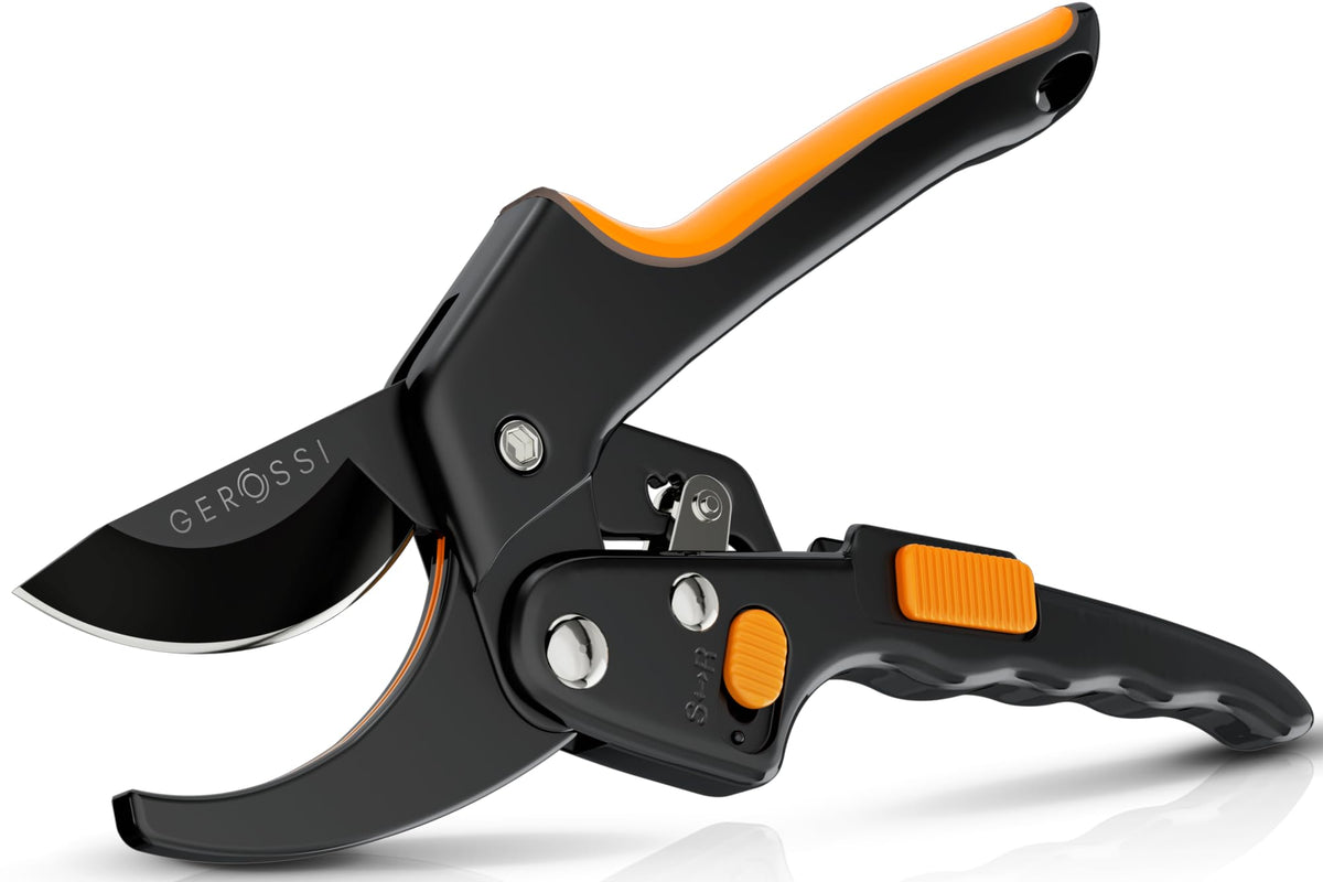 GEROSSI ratchet pruning shears in compact 8in design for effortless pruning