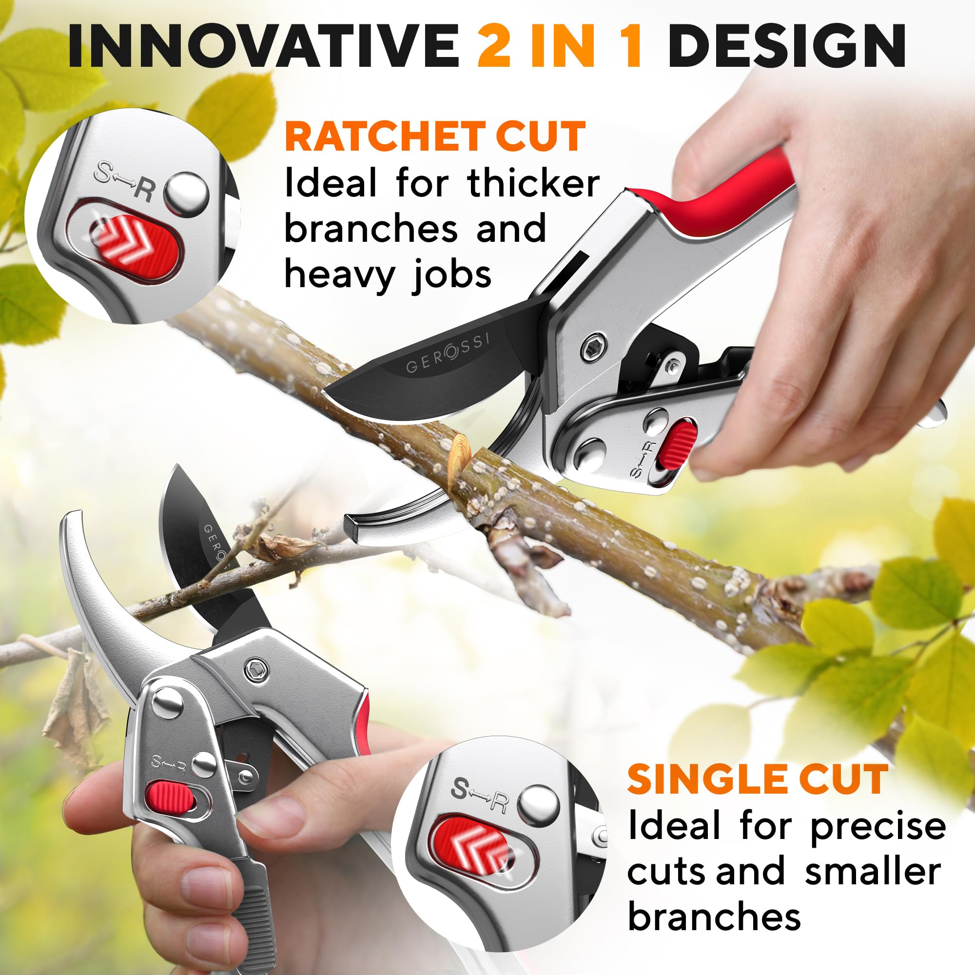Gerossi high-carbon SK-5 steel blade with corrosion-resistant coating.