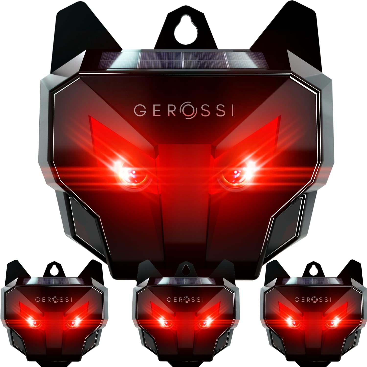 GEROSSI Solar Nocturnal Animal Repeller front view protecting poultry at dusk