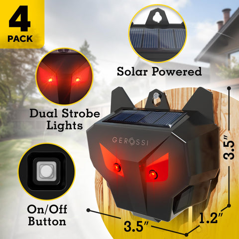 GEROSSI Solar Nocturnal Animal Repeller solar panel powering round-the-clock defense