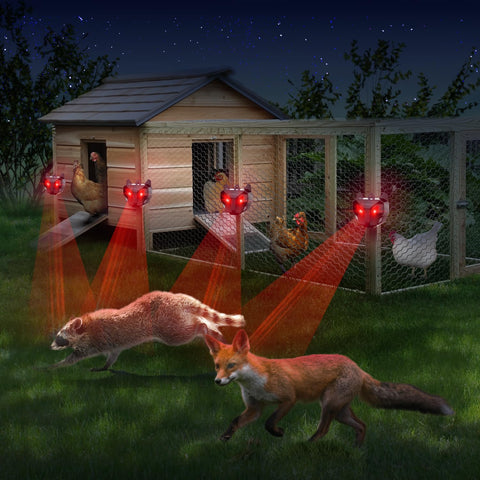 GEROSSI Solar Nocturnal Animal Repeller in the yard guarding deer