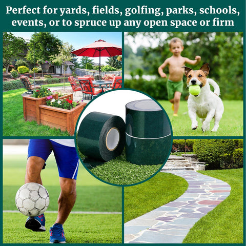 Gersoniel outdoor-turf-tape-application enables patios and gardens to secure green areas.
