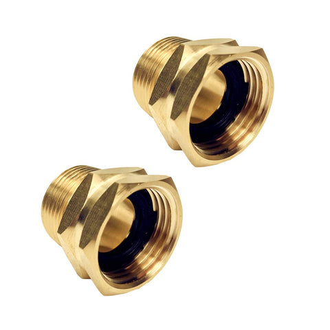 GESHATEN 3/4-inch GHT to NPT connector in brass for durable, leak-resistant garden hose setups.