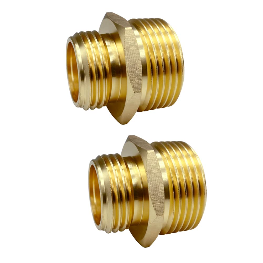 GESHATEN brass connector close-up: 3/4" GHT to 1" NPT male, durable and leak-free.