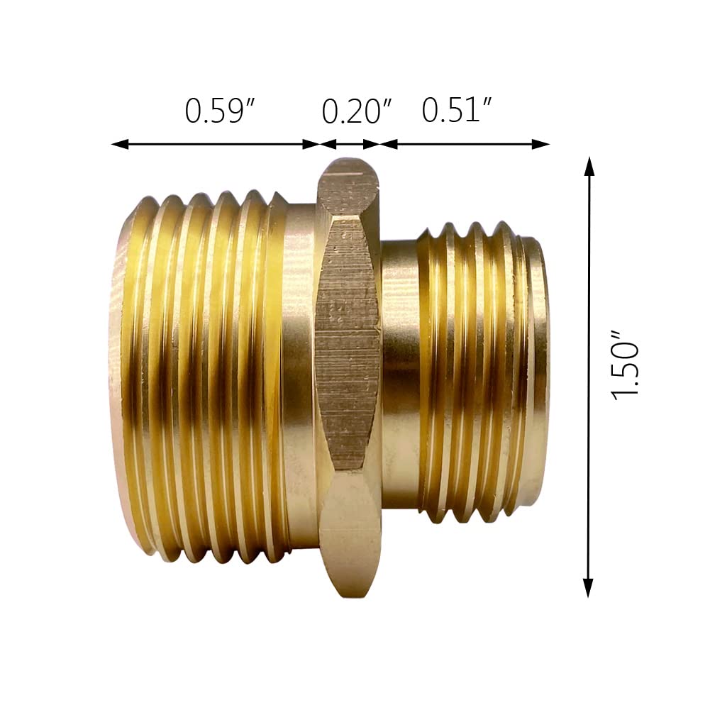 GESHATEN two-pack brass adapters arranged for plumbing projects.
