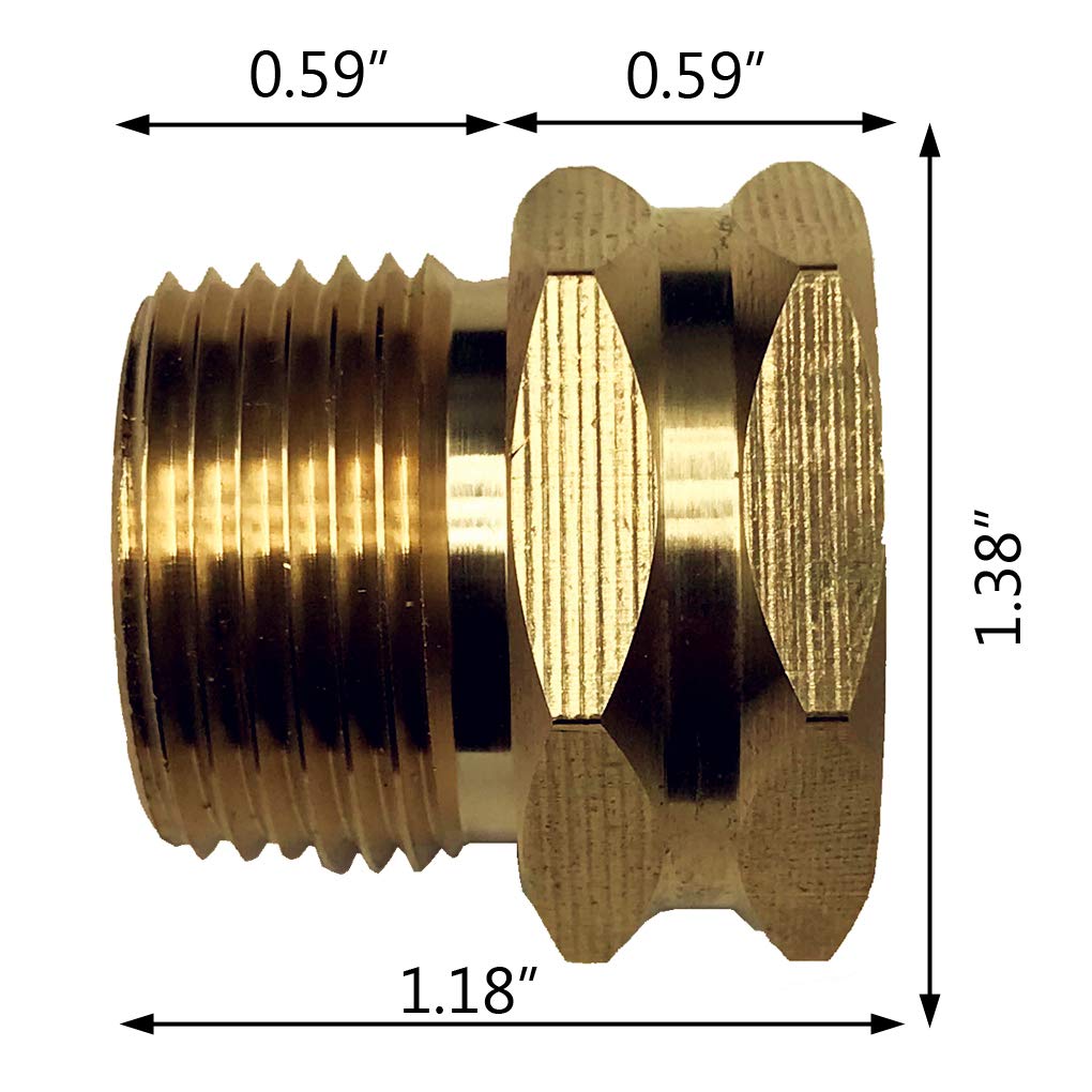 GESHATEN brass garden hose adapter visual showing corrosion resistance and easy installation.