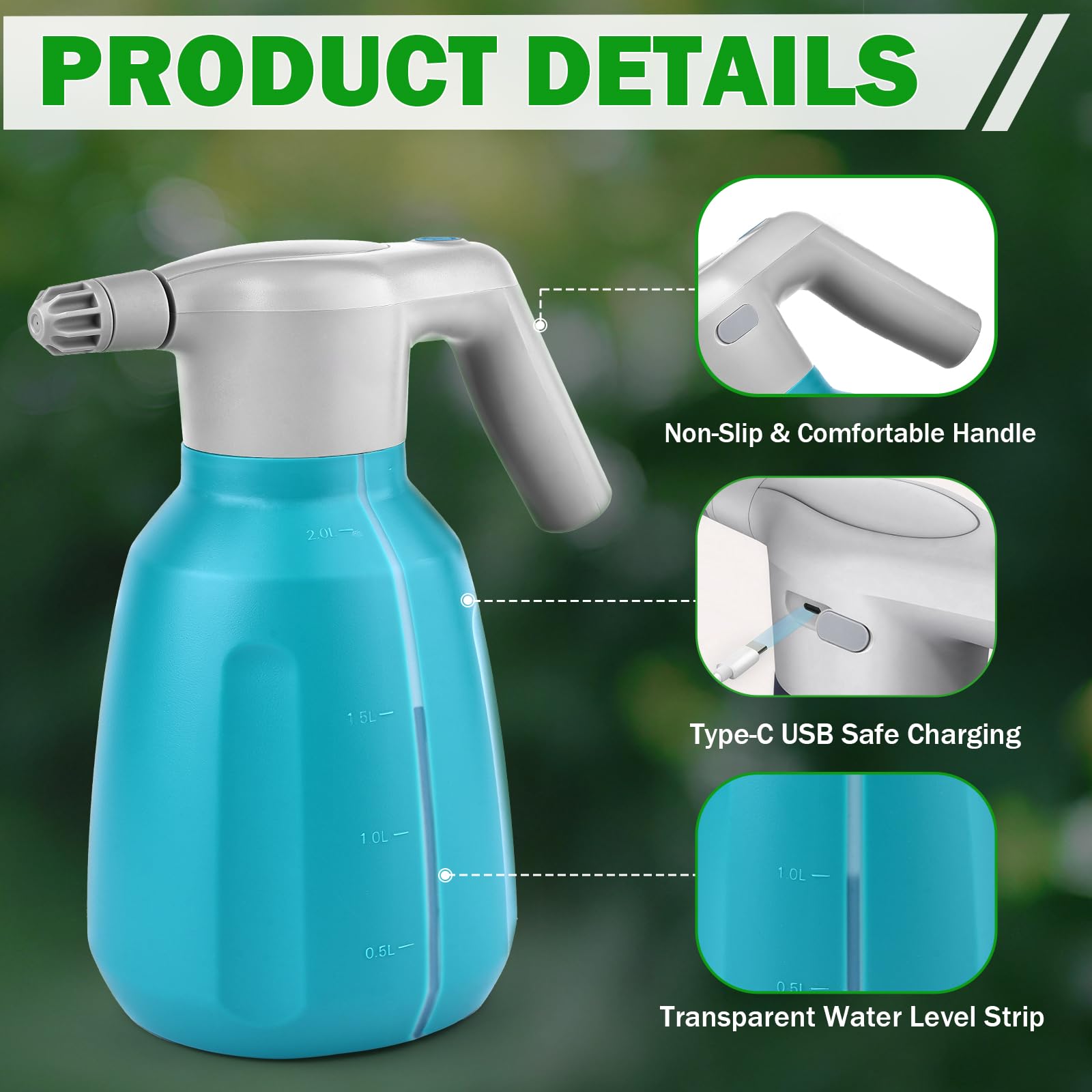 GESTONE 9.8-inch rod reaches deep foliage and hanging baskets for thorough coverage.