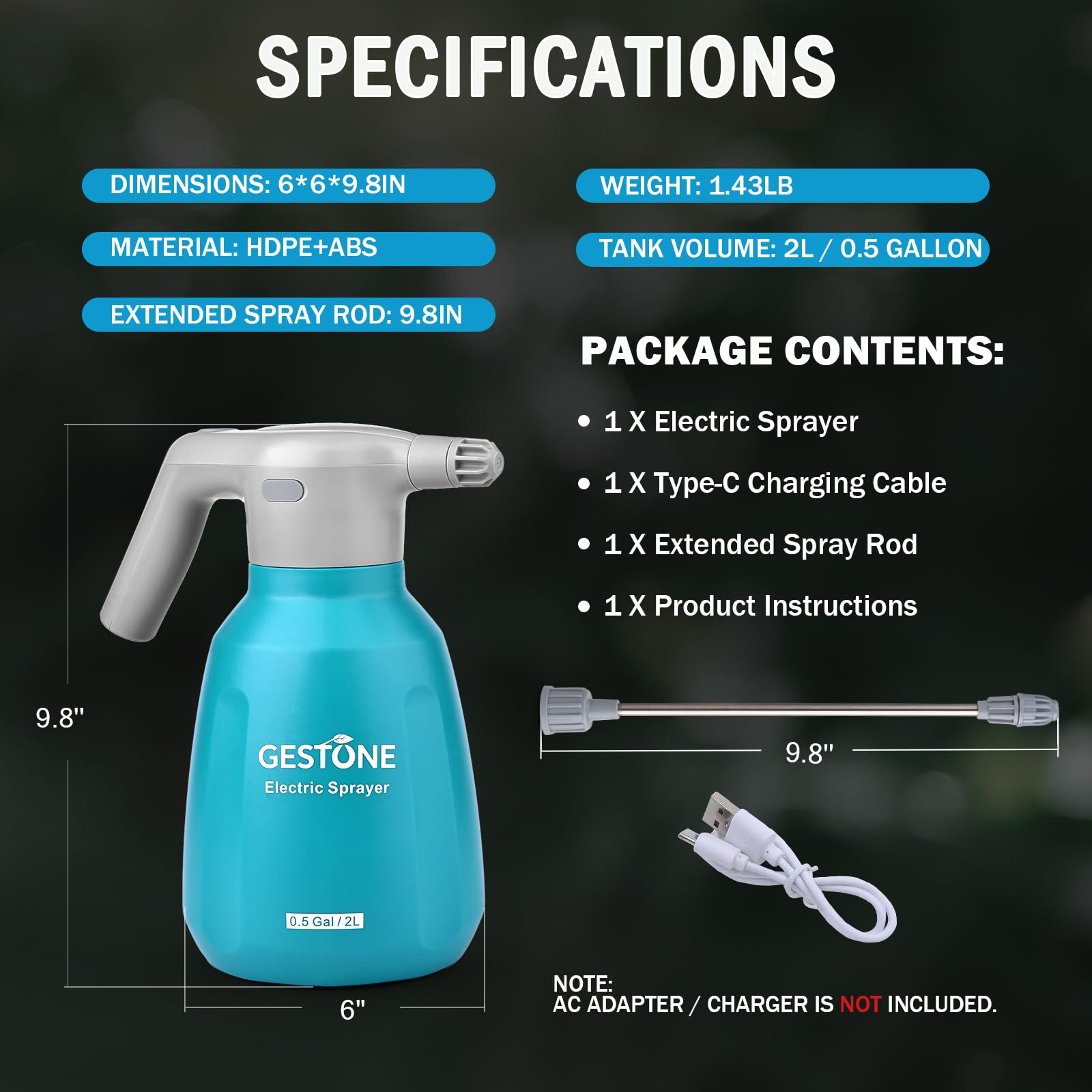 GESTONE versatile sprayer suitable for indoor plants, patios, and light cleaning jobs.