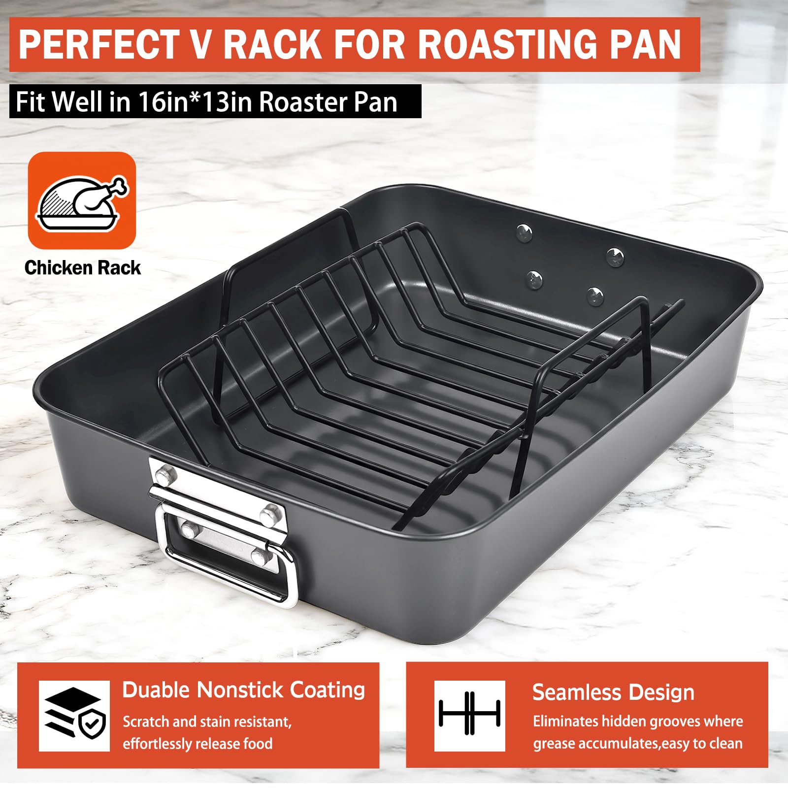 GESTONE nonstick coating helps clean-up after roasting or grilling.