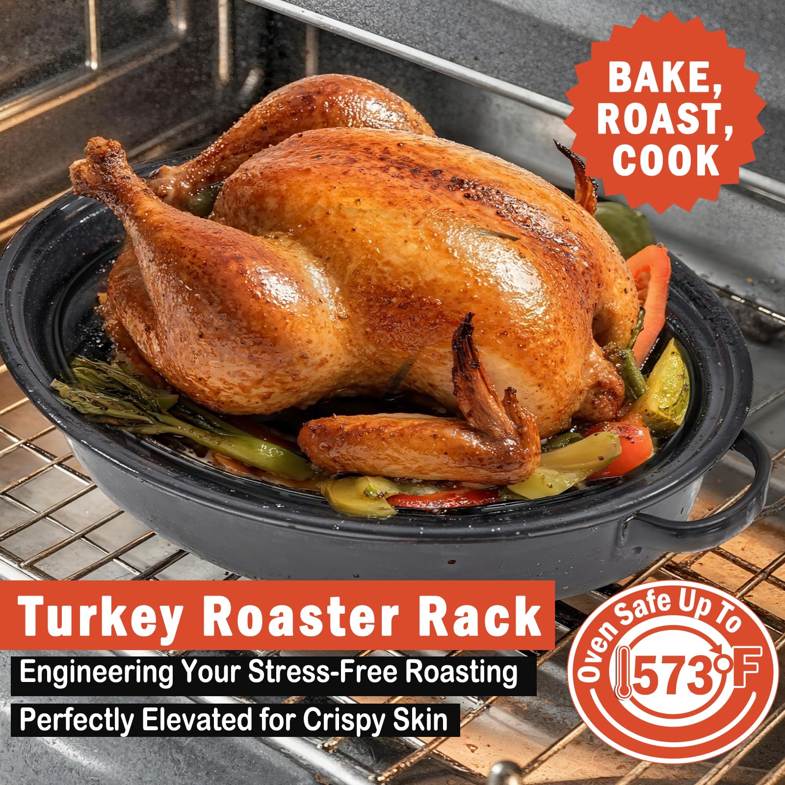 Gestone oven rack insert ideal for elevating poultry fat drainage and even browning.