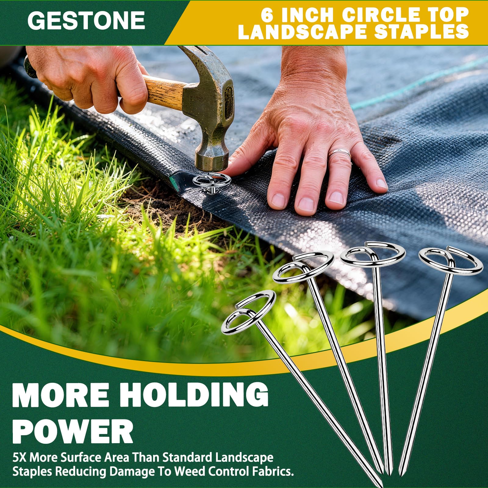 GESTONE removal tool included with stakes for easy fabric removal.