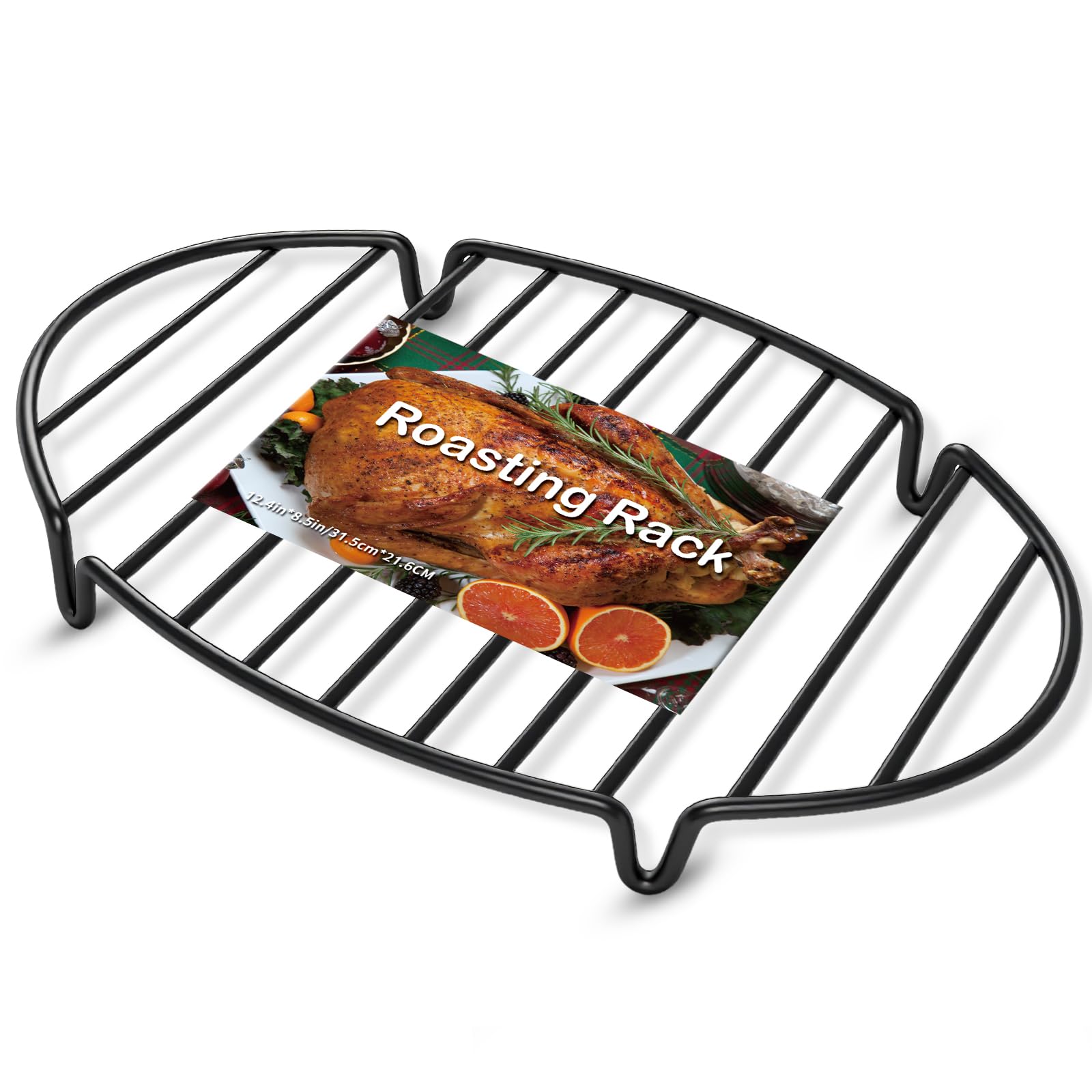 Gestone roasting rack in a 12x9 pan with nonstick surface for easy release and even browning.