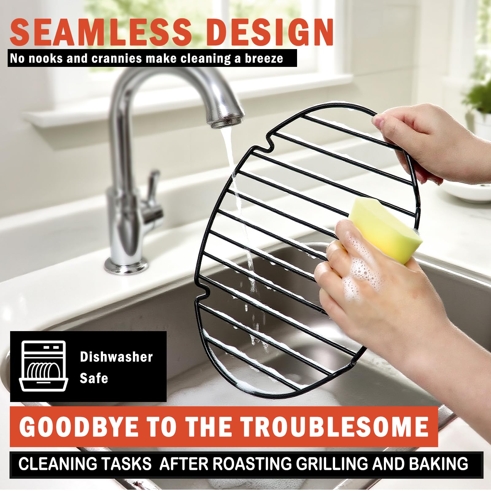 Gestone wide-pan compatibility ensures it fits most roasting pans for versatile kitchen use.