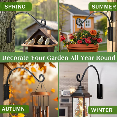 GESTONE wind chimes and lights secured by durable plant hooks