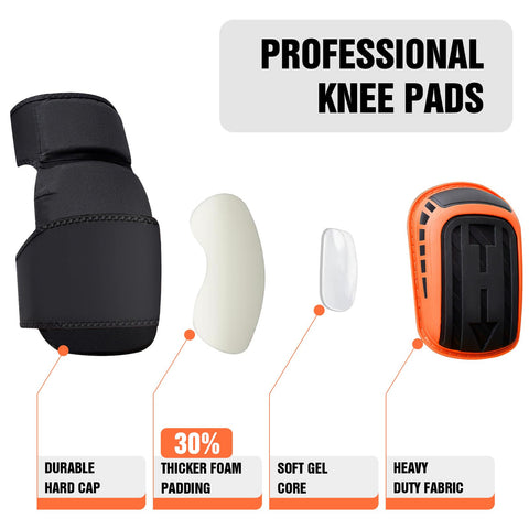 GESUNDTEK gel-filled knee pads cushion impact during prolonged tasks.
