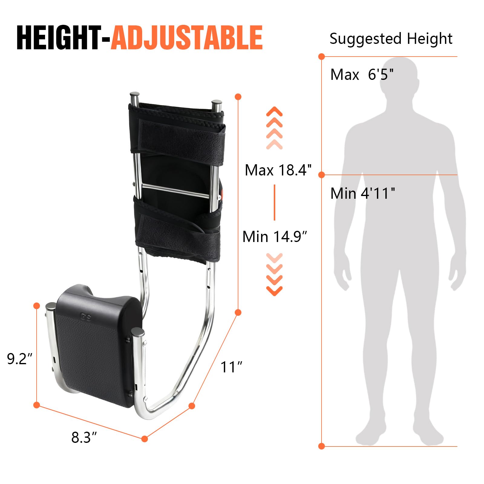 GESUNDTEK knee seat with adjustable height for different users.