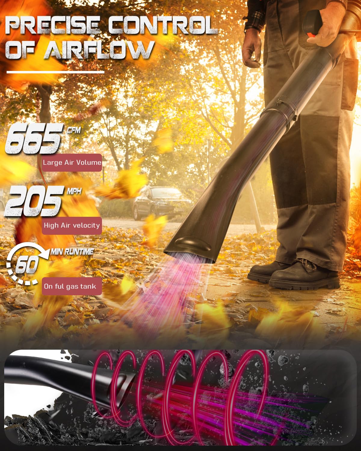 Getell GB657 Pro fuel tank 1.7L enables extended operation with fewer refuels.