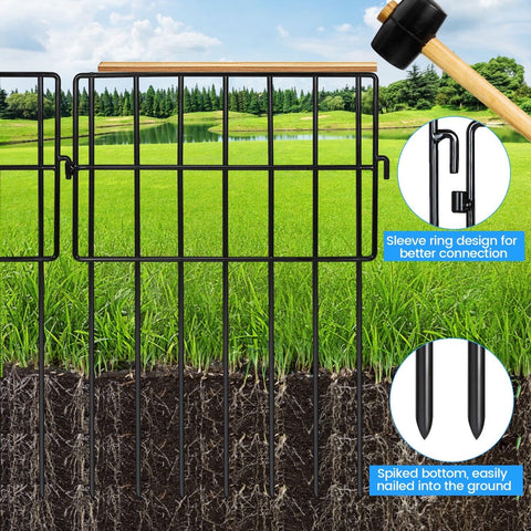 Getlay dog and rabbit deterrent fence borders around flower beds.