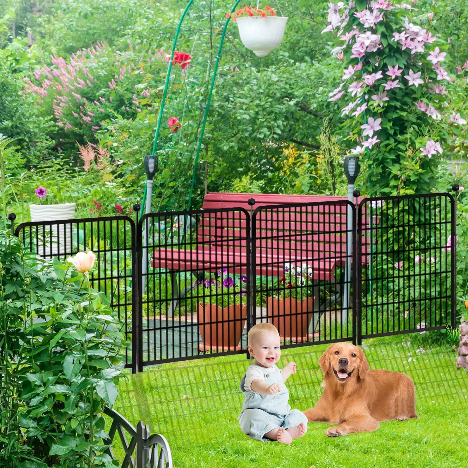 Getlay garden fence durable border blends with flowers while protecting beds.