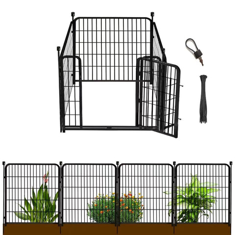 Getlay garden fence gate 48h27l, sturdy steel frame for durable yard borders.