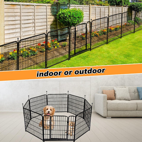 Getlay garden fence in yard with small dog shows indoor-outdoor versatility.