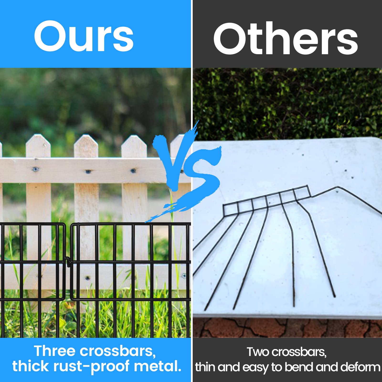 Getlay metal garden fence with anti-rust coating withstands weather.