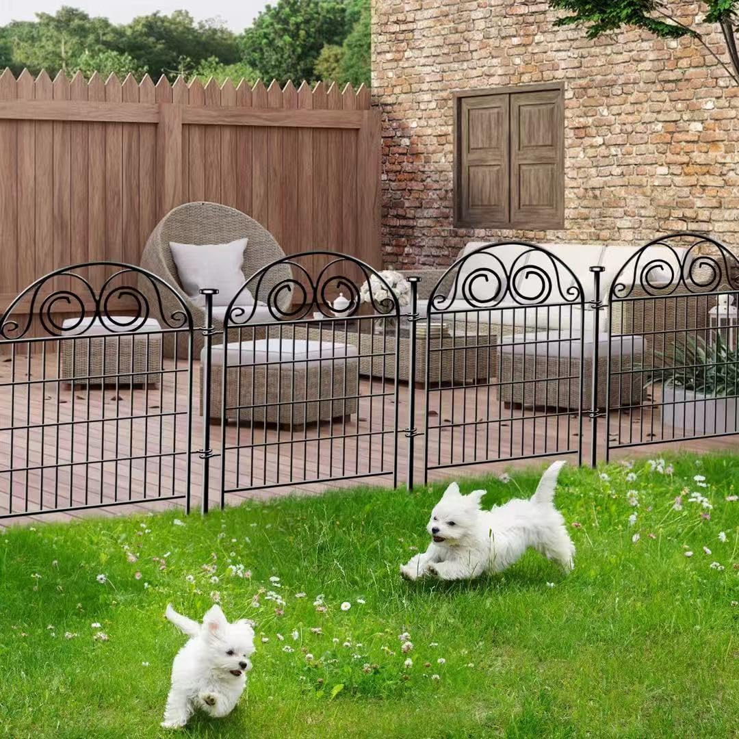 Getlay outdoor garden fence in use protects plants while letting pets roam.
