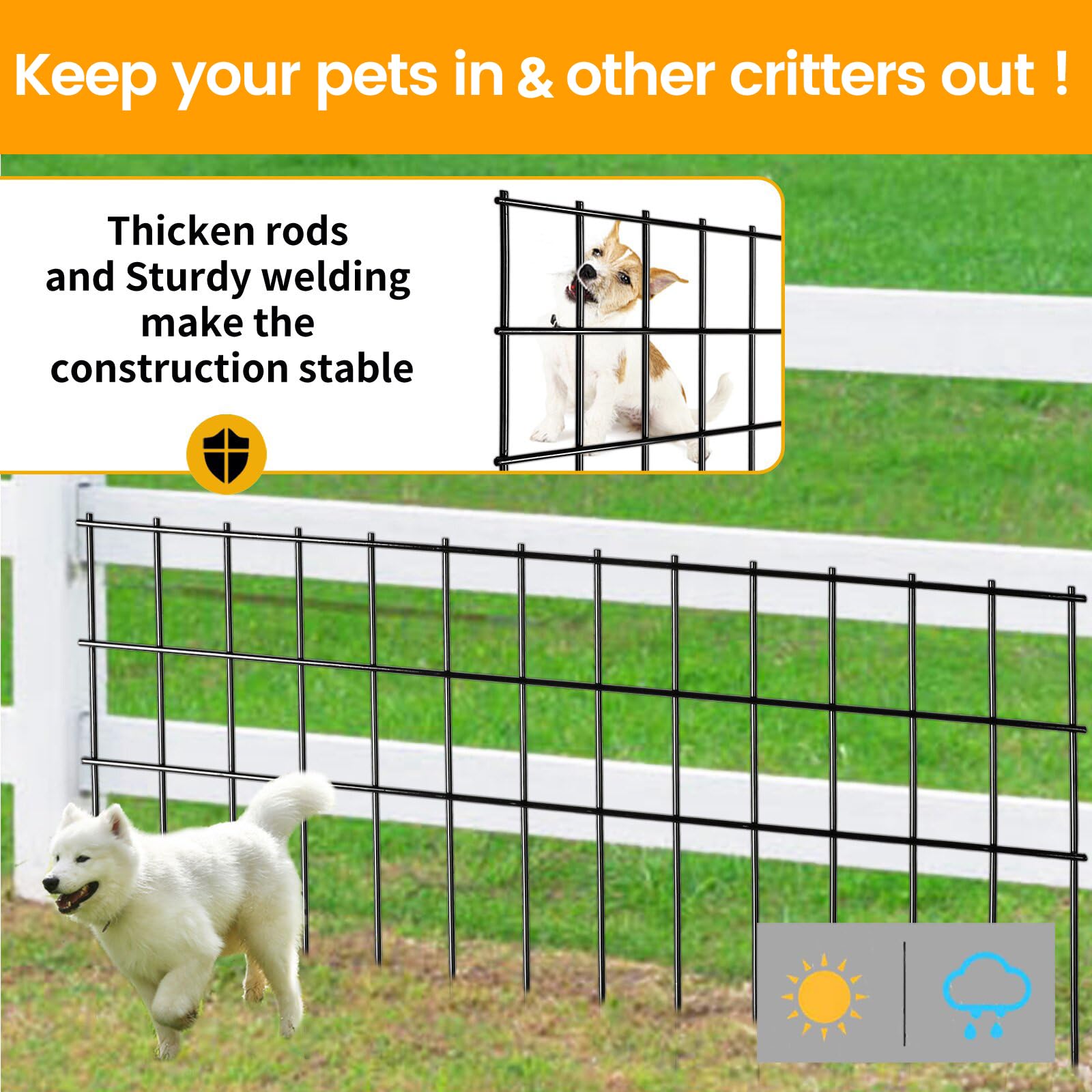 Getlay rust-proof metal stakes endure all weather while protecting your boundary