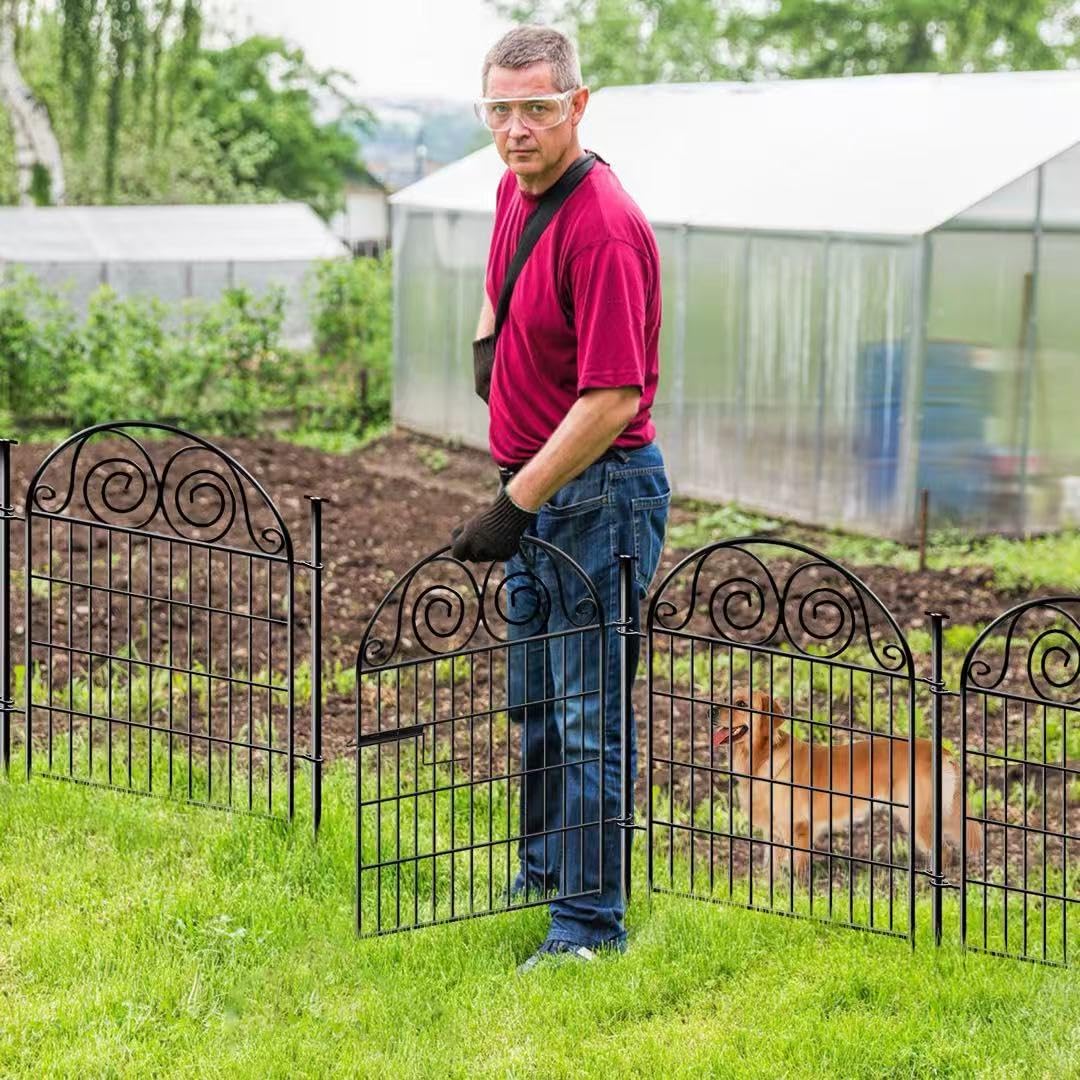 Getlay tall garden fence on uneven ground showing adjustable footing for level layout.