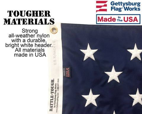 Gettysburg Flag Works Battle-Tough embroidered stars close-up signals quality workmanship