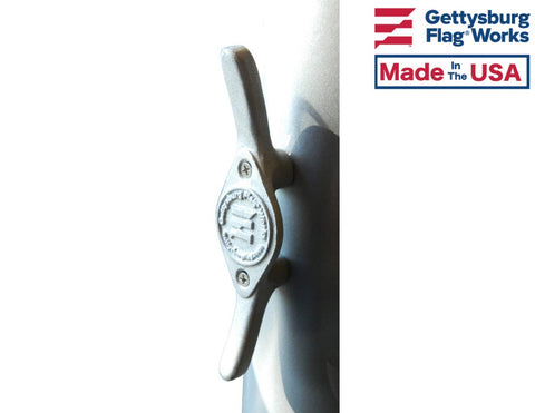 Gettysburg Flag Works pole cleat in use on residential or commercial flagpole.
