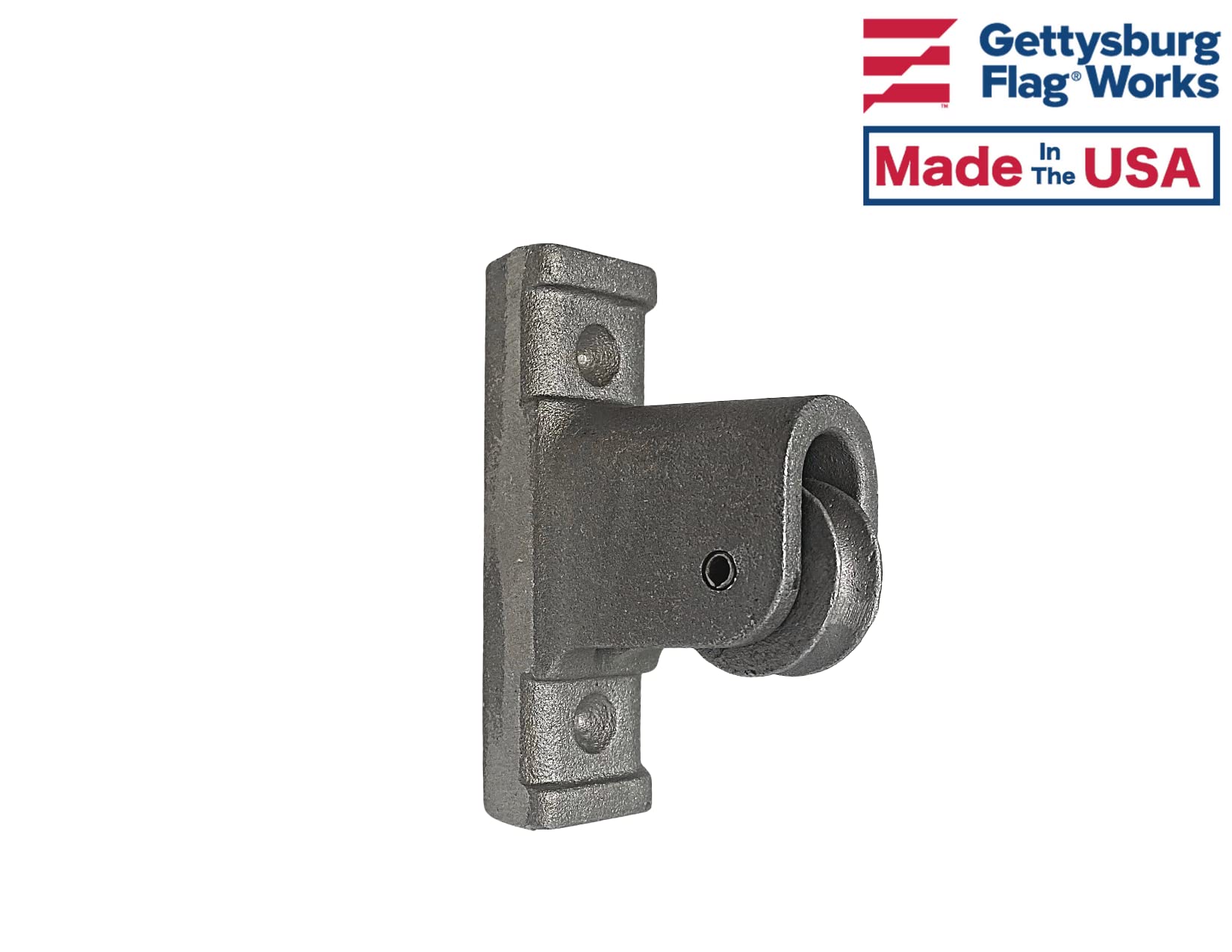 Gettysburg Flag Works pulley wheel close-up showing aluminum wheel detail